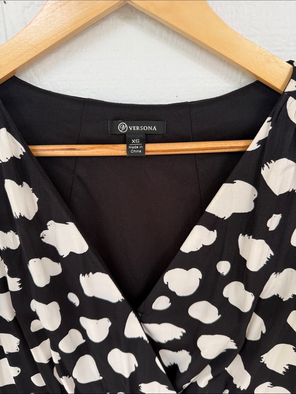 Versona Black & White Polka Dot Wrap Midi Dress - Picture 2 of 5